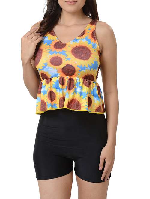 multi colored nylon functional swimsuit