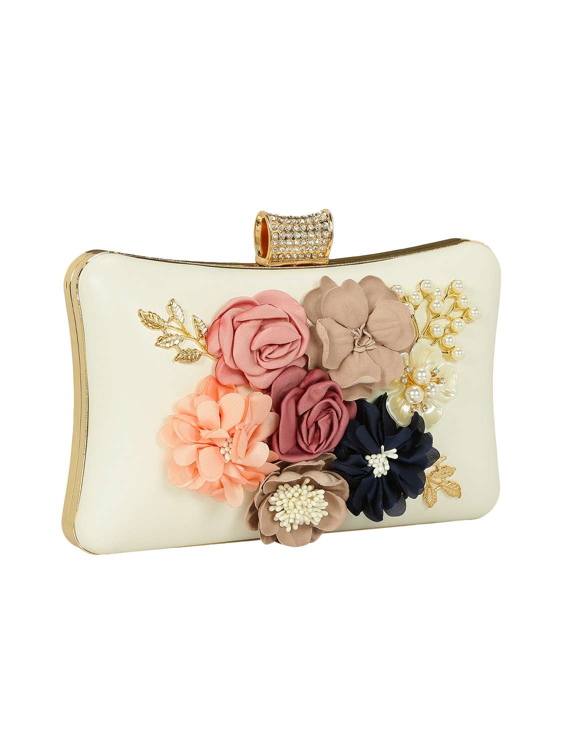 white leatherette  box clutch - 15164985 -  Standard Image - 3