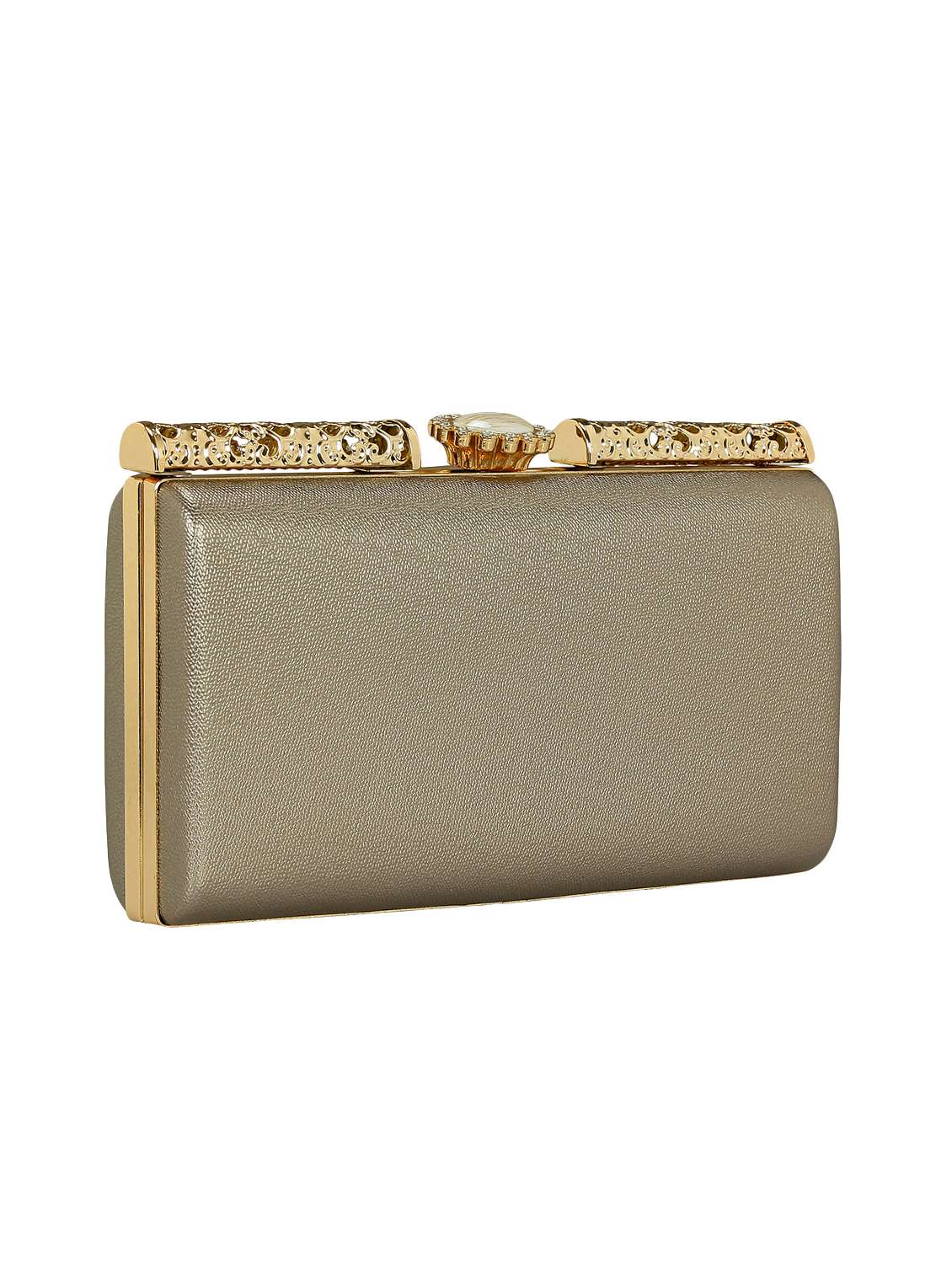 metallic leatherette  box clutch - 15164986 -  Standard Image - 3
