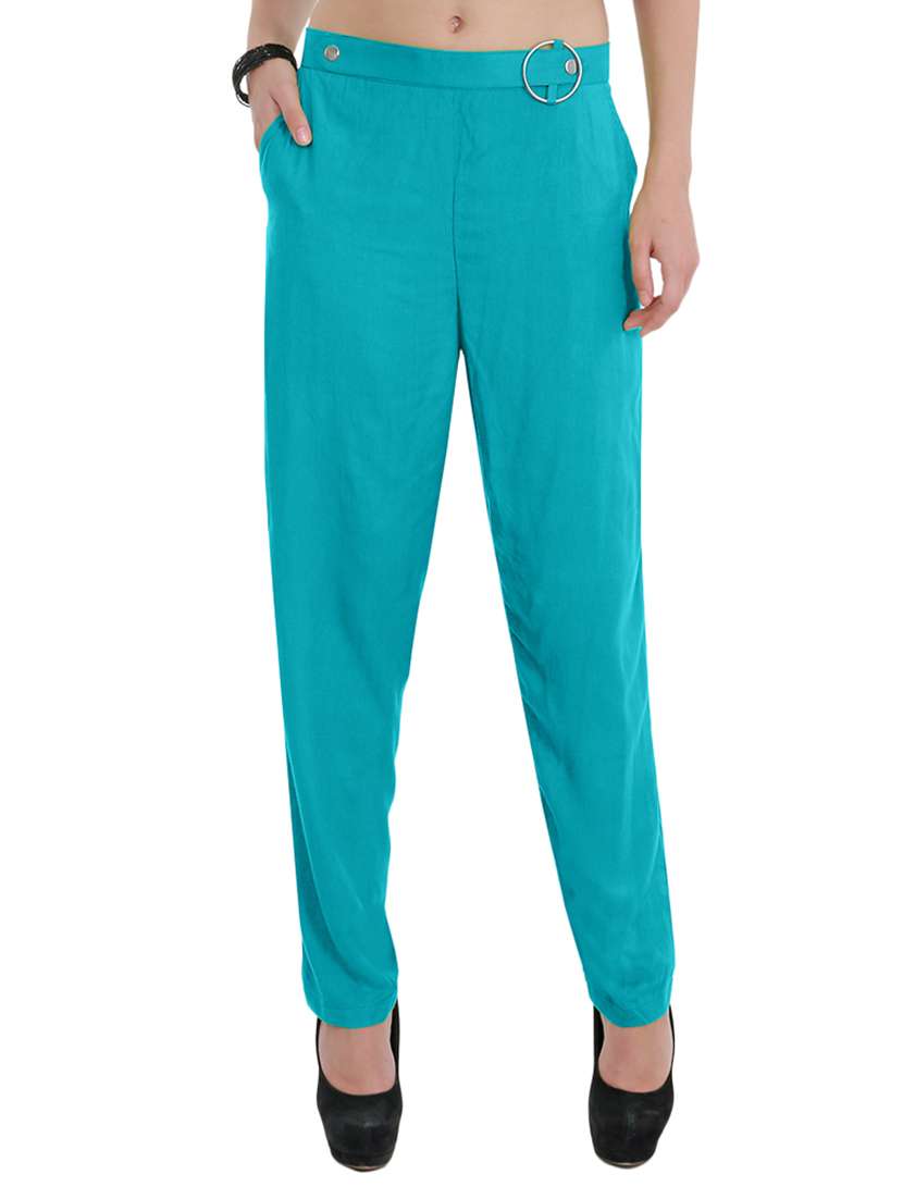 high rise solid flat front trouser - 15165415 - Zoom Image - 0