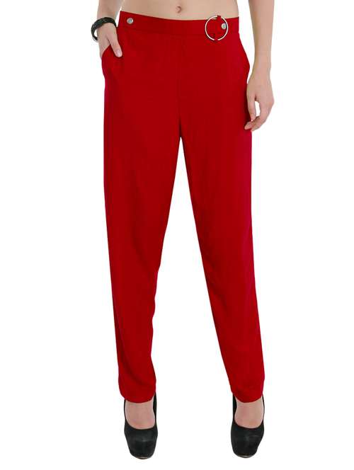 high rise solid flat front trouser - 15165416 -  Standard Image - 0