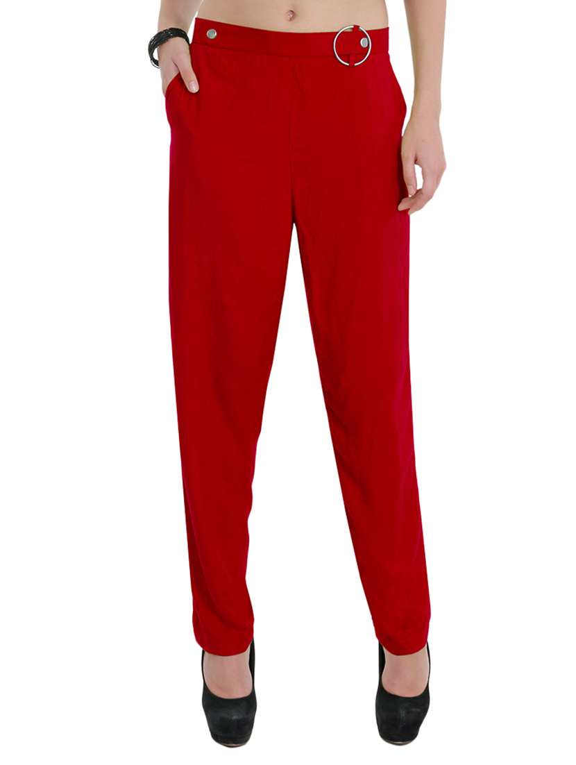 high rise solid flat front trouser - 15165416 -  Zoom Image - 0