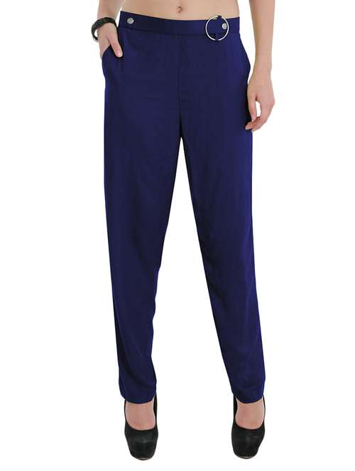 high rise solid flat front trouser - 15165417 - Standard Image - 0