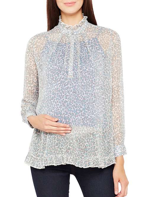 white printed maternity wear tunic - 15165523 - Standard Image - 0