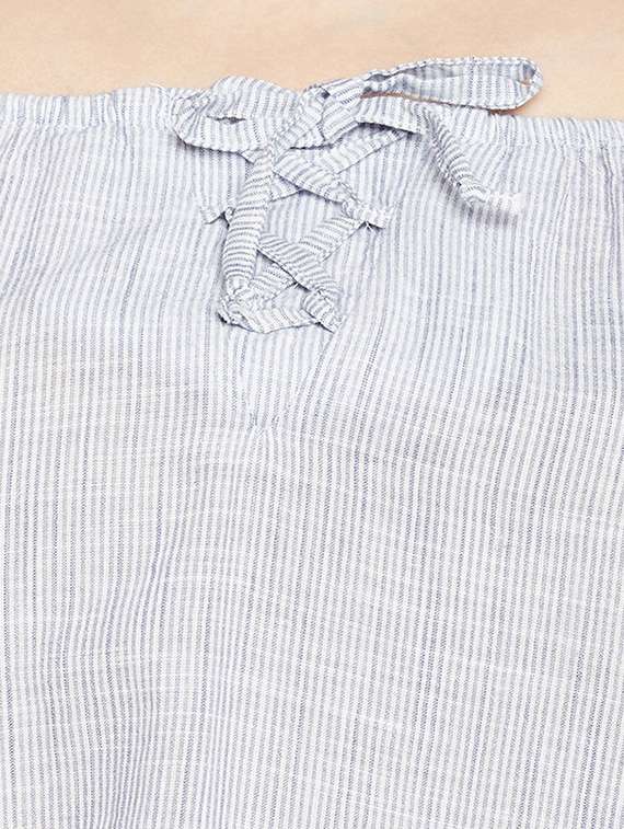 striped off shoulder bell sleeved top - 15165890 -  Standard Image - 3