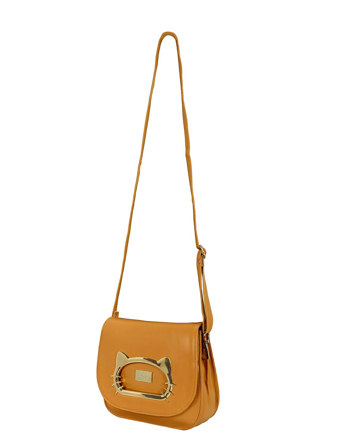 yellow leatherette regular sling bag - 15166493 - Standard Image - 3
