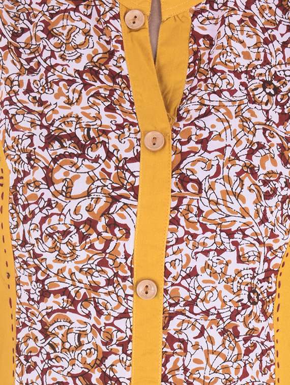 yellow cotton aline kurta - 15166598 - Standard Image - 3