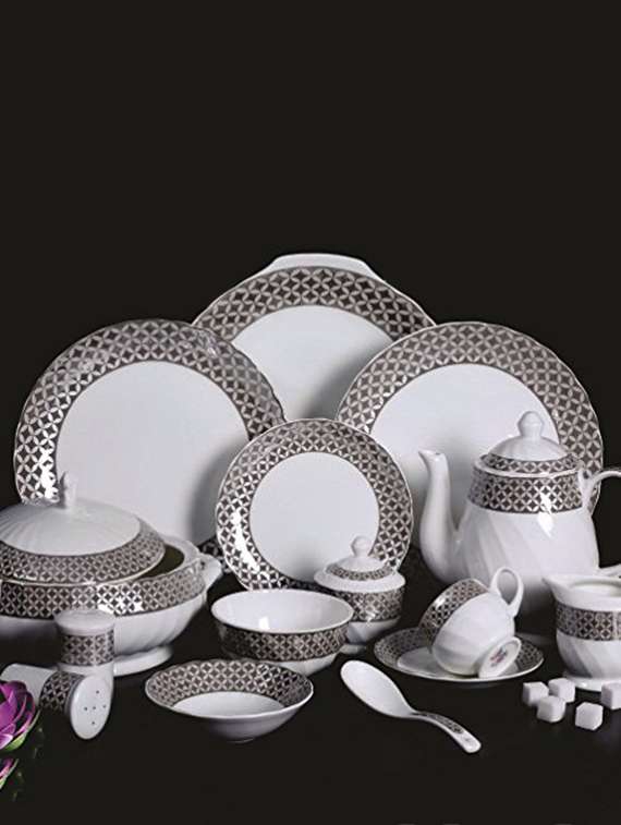 set of 63 pcs tableware serving silver alpine monarch fine bone china dinner set tea cups saucer set