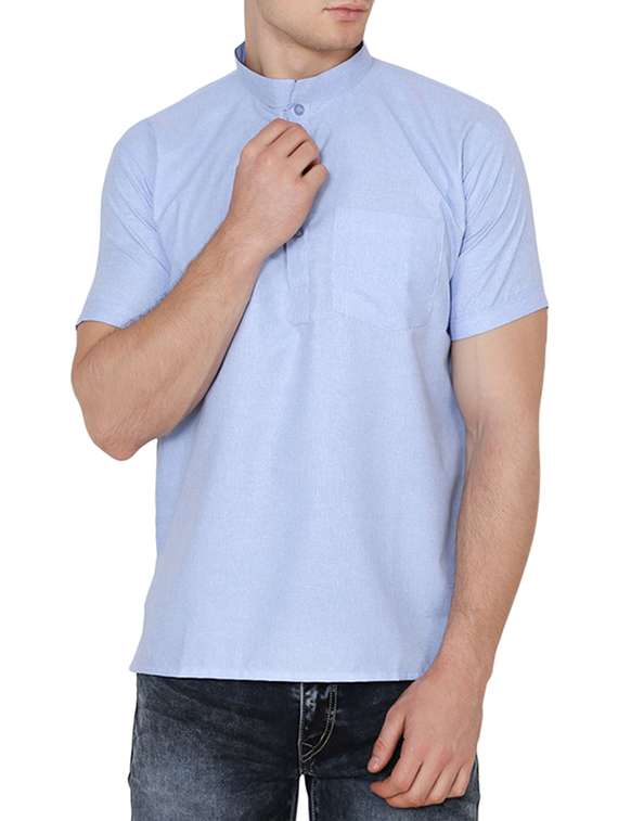 blue cotton short kurta - 15170695 - Zoom Image - 0