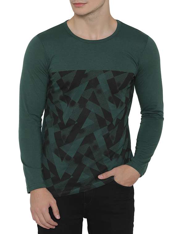 green cotton front print tshirt