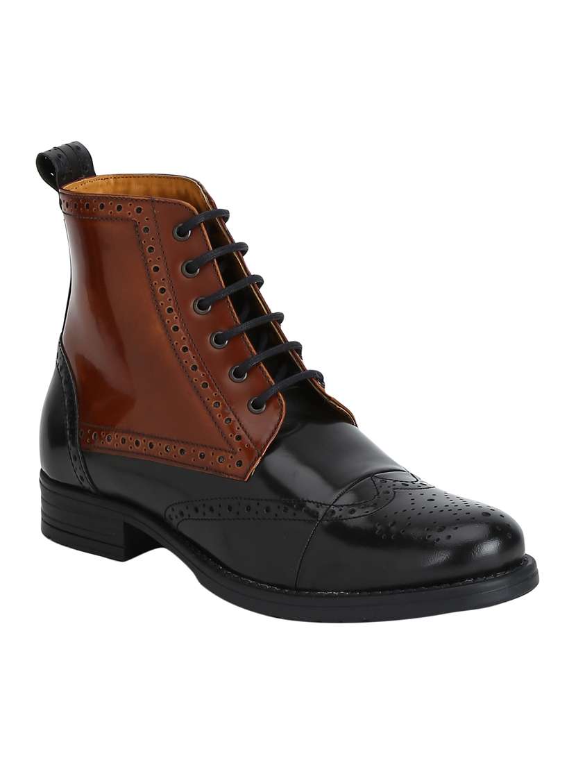 black leather high ankle boot