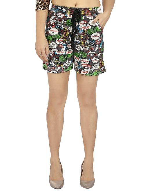 grey printed cotton shorts - 15172862 - Standard Image - 0