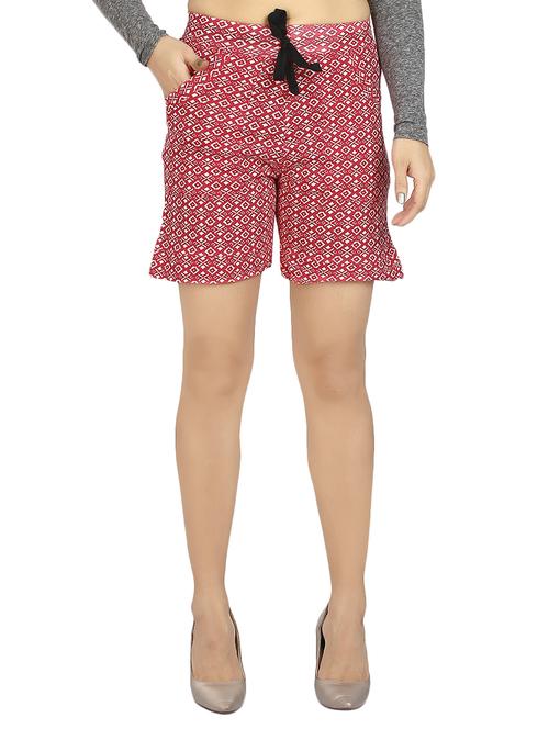 red printed cotton shorts - 15172864 - Standard Image - 0
