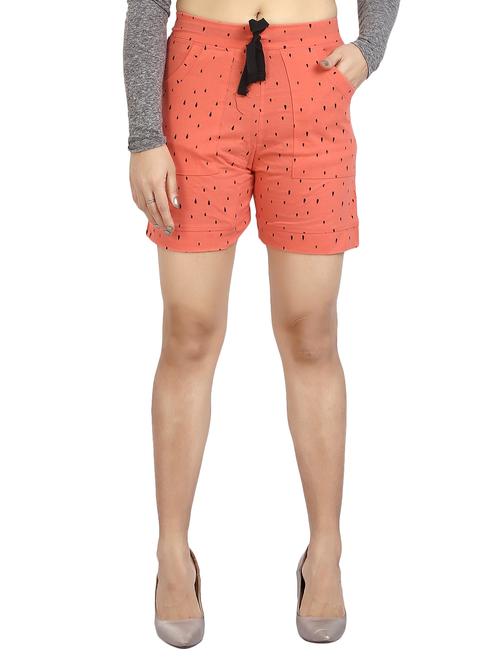 orange printed cotton shorts - 15172868 - Standard Image - 0