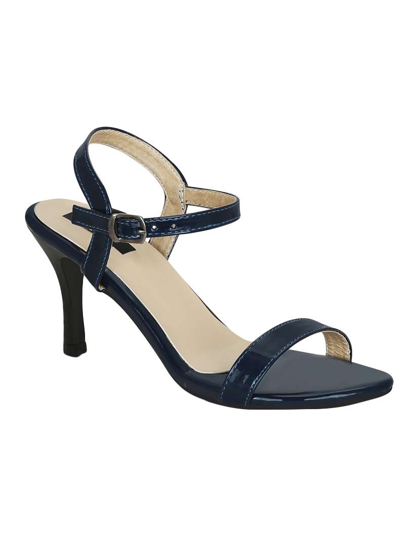 navy faux leather ankle strap sandals