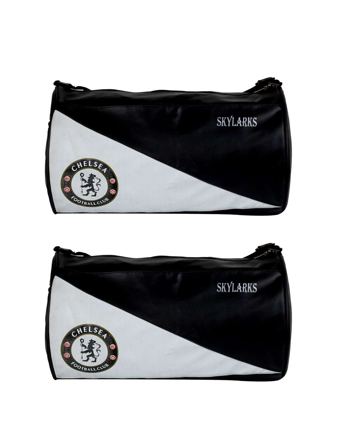 black leatherette  dufflebag