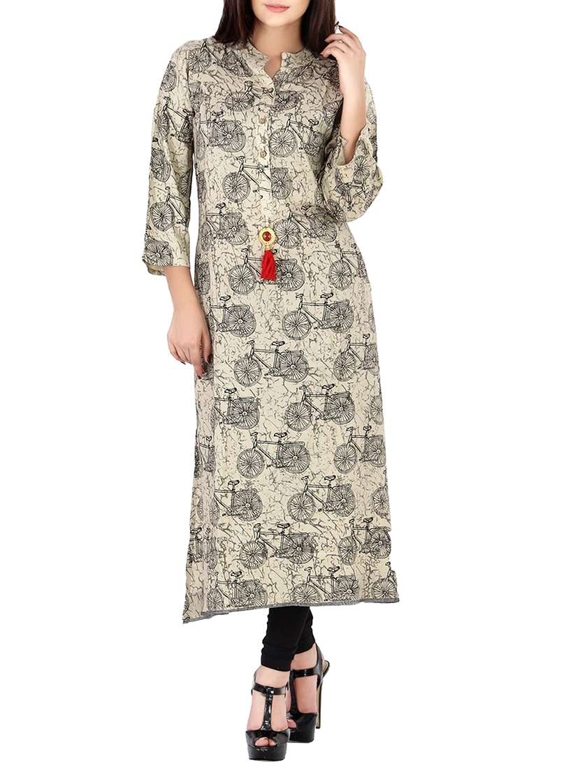 beige viscose straight kurta