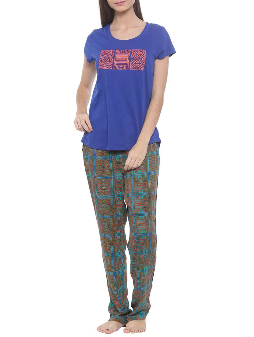 blue cotton nightwear set - 15188507 - Zoom Image - 0
