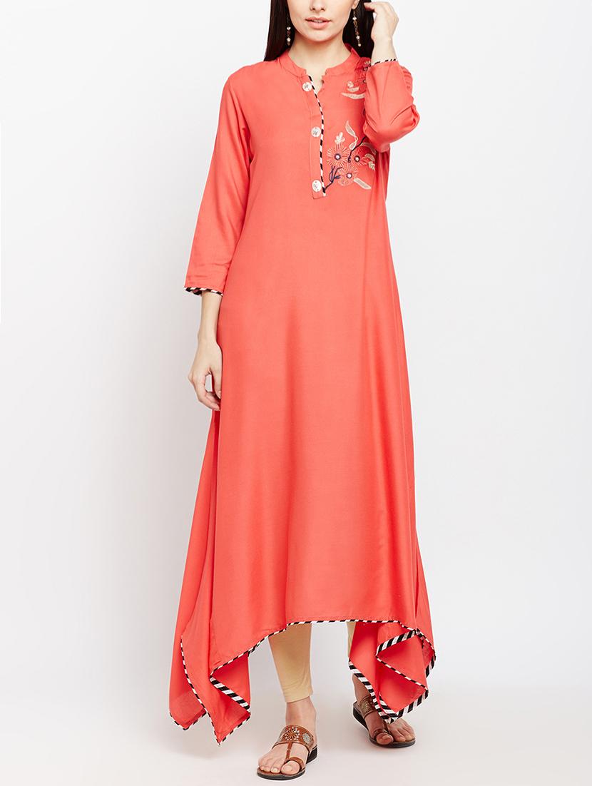 asymmetric embroidered kurta - 15189573 -  Zoom Image - 0