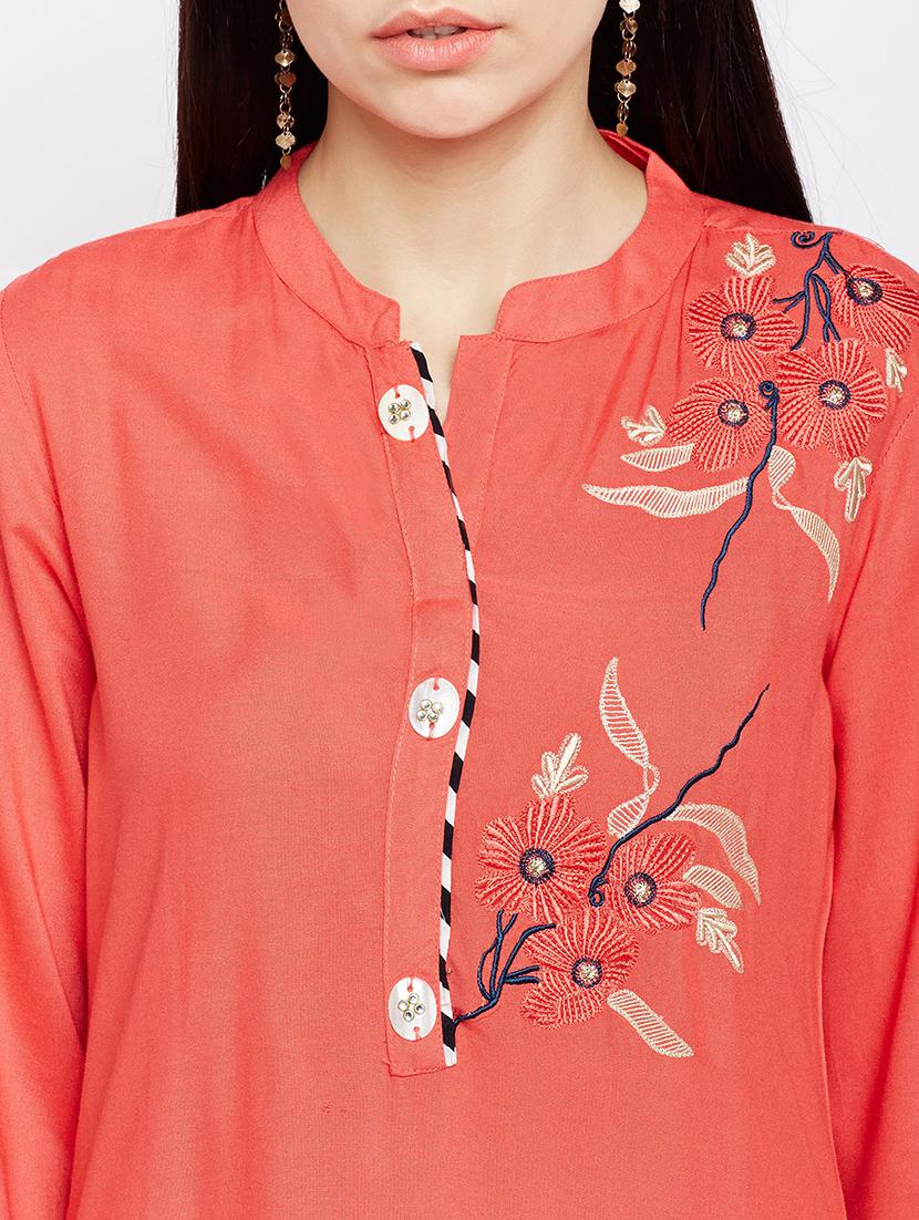 asymmetric embroidered kurta - 15189573 - Standard Image - 3