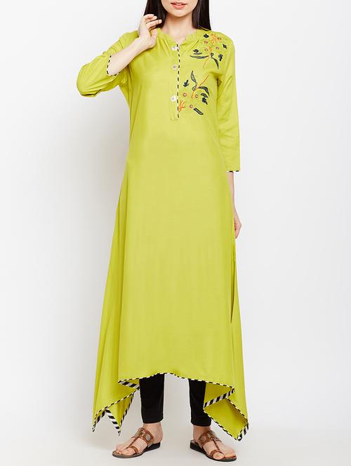 asymmetric solid kurta - 15189574 -  Standard Image - 0