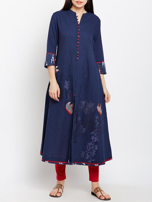 a-line embroidered kurta - 15189579 -  Standard Image - 0