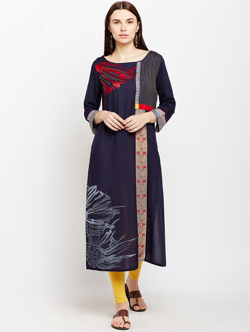 embroidered straight kurta - 15189583 - Zoom Image - 0