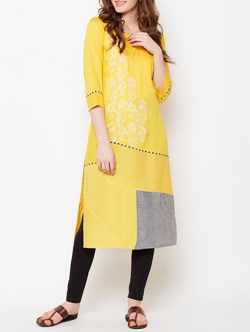 straight embroidered kurta - 15189598 - Standard Image - 0