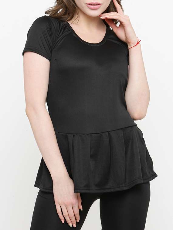 black solid functional swimsuit