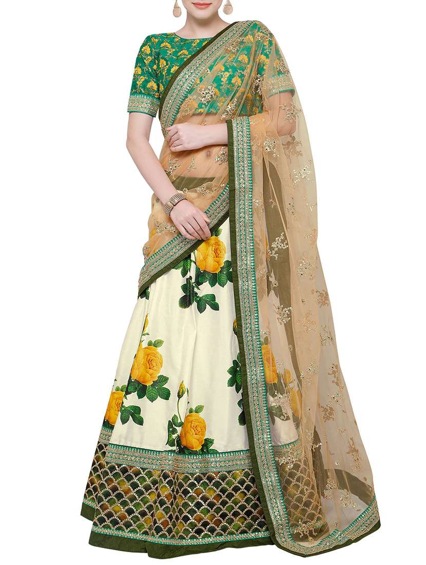 green flared lehenga