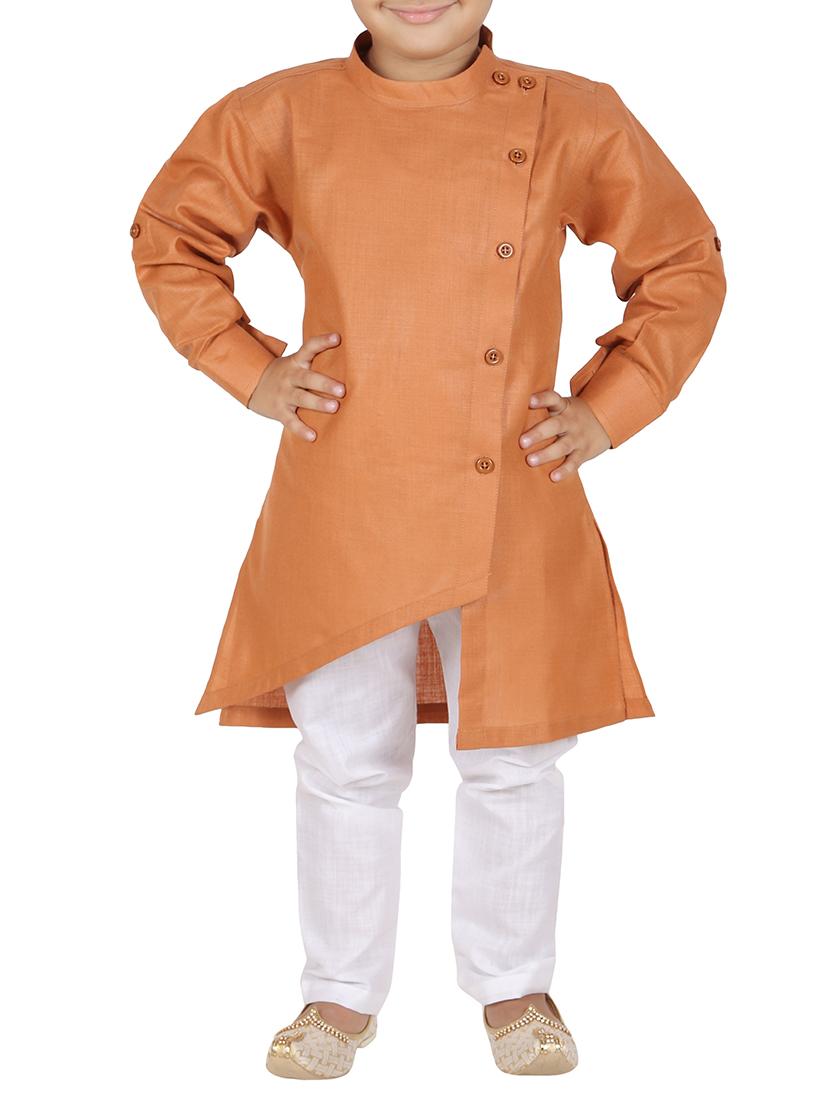 orange cotton blend kurta set - 15191501 - Zoom Image - 0
