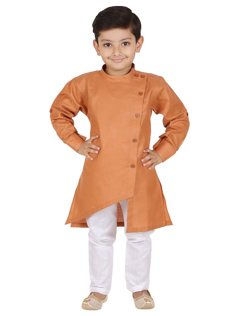 orange cotton blend kurta set - 15191501 - Standard Image - 3