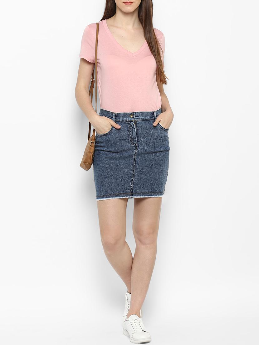 blue denim frayed skirt - 15191788 - Standard Image - 3