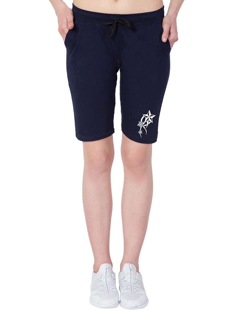navy blue solid cotton shorts - 15192148 - Zoom Image - 0