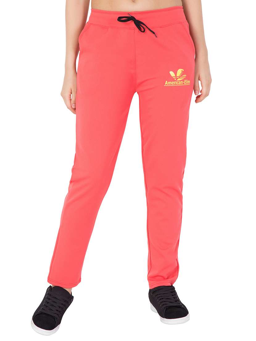 orange solid track pants