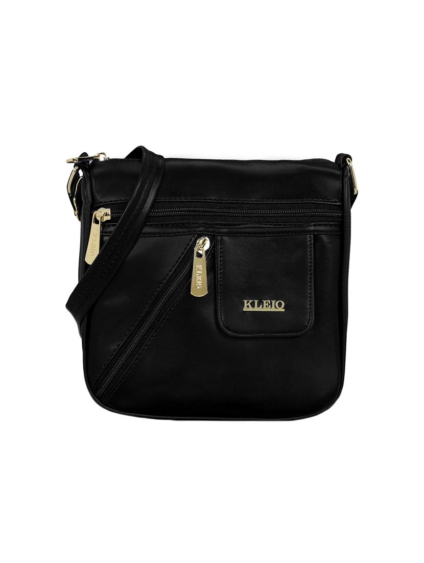 black leatherette (pu) sling bag - 15193569 -  Zoom Image - 0
