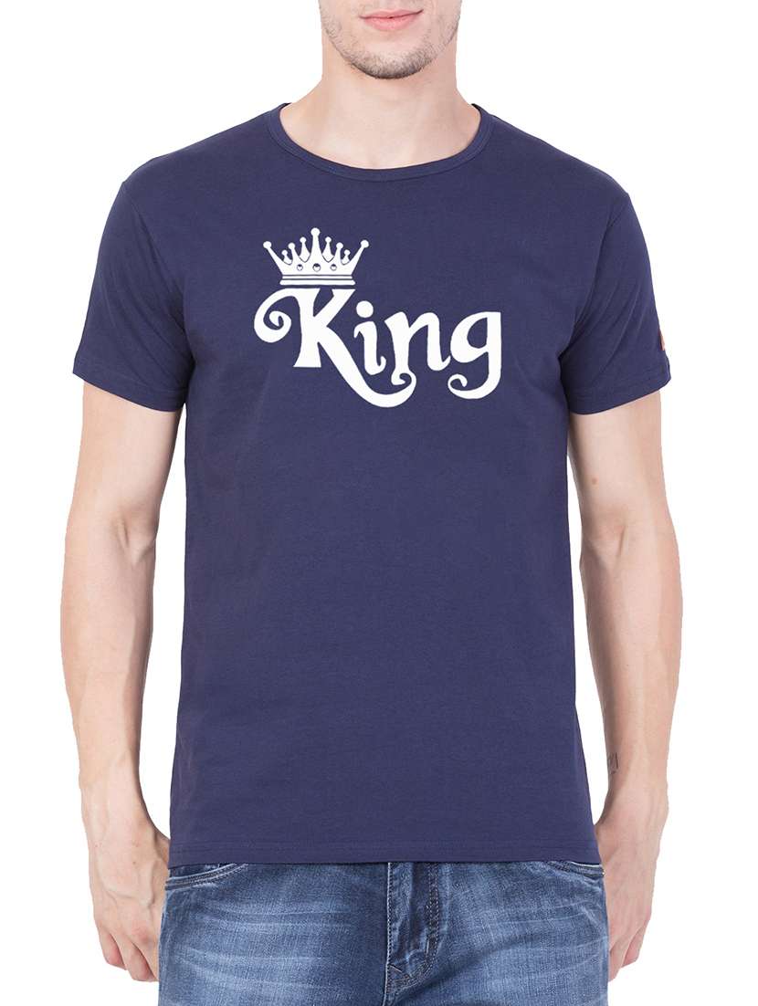 navy blue cotton chest print t-shirt - 15194132 - Zoom Image - 0