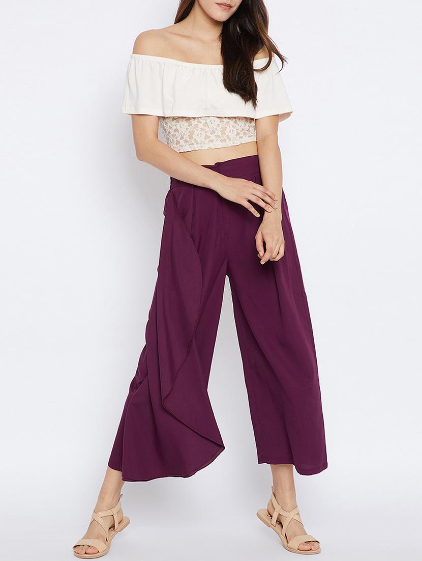 purple solid palazzo - 15194487 - Standard Image - 3