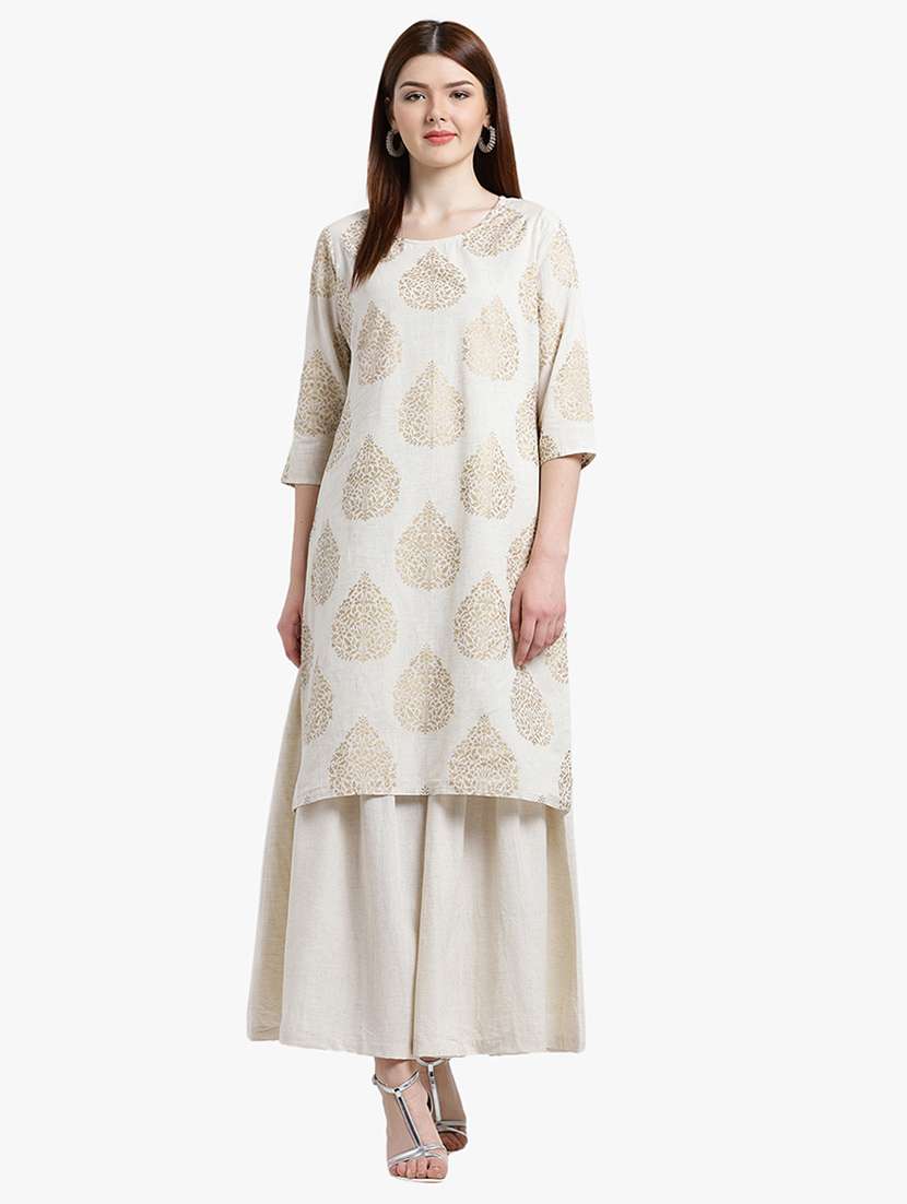 foil printed kurta palazzo set - 15195188 - Zoom Image - 0