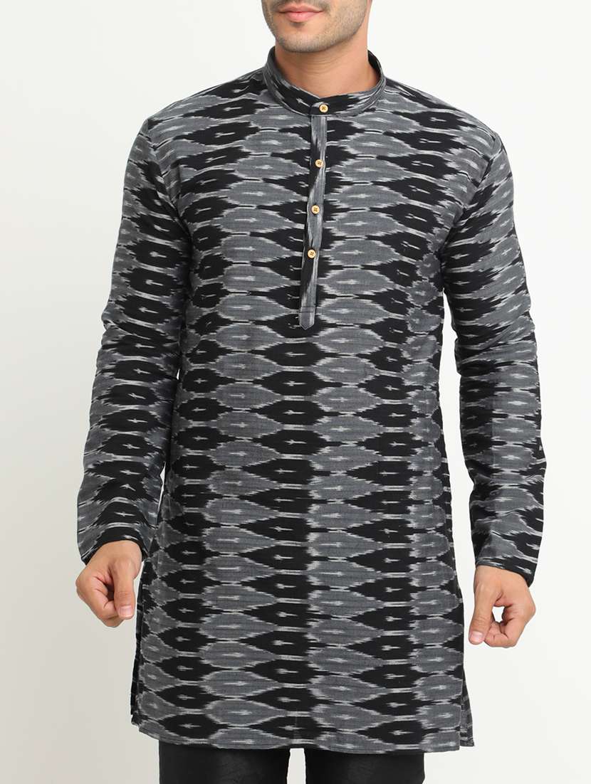 grey ikat short kurta