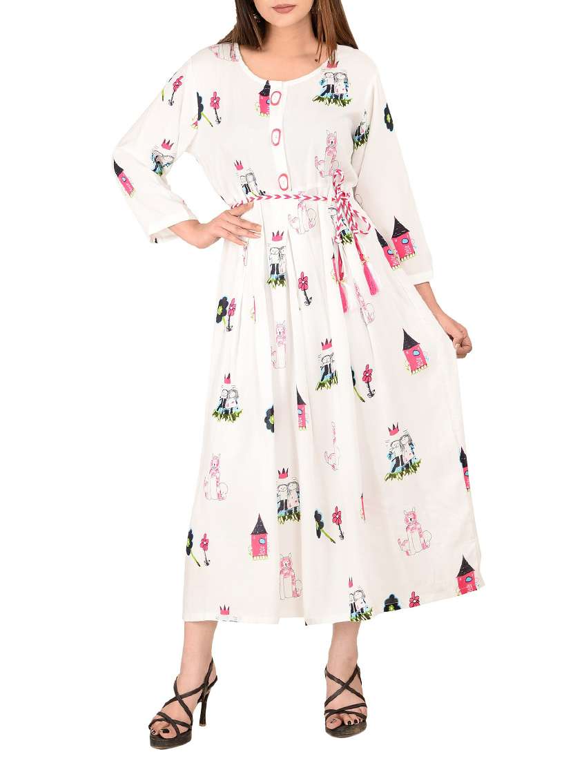 white rayon flared kurta