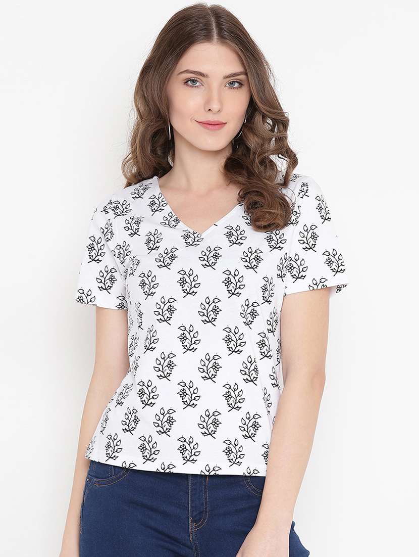white printed cotton top - 15198369 - Zoom Image - 0