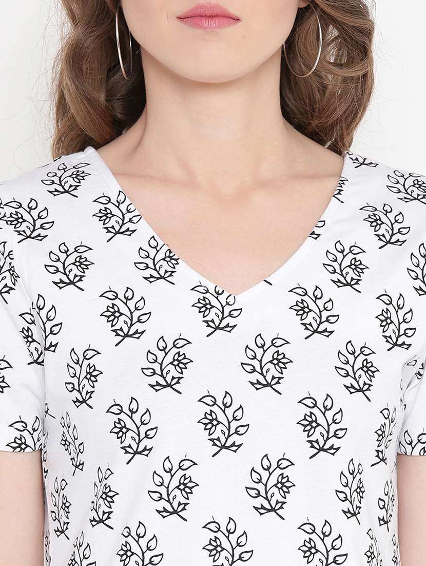 white printed cotton top - 15198369 - Standard Image - 3