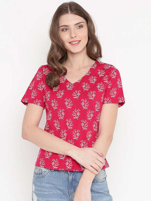 pink printed cotton top - 15198370 -  Standard Image - 0