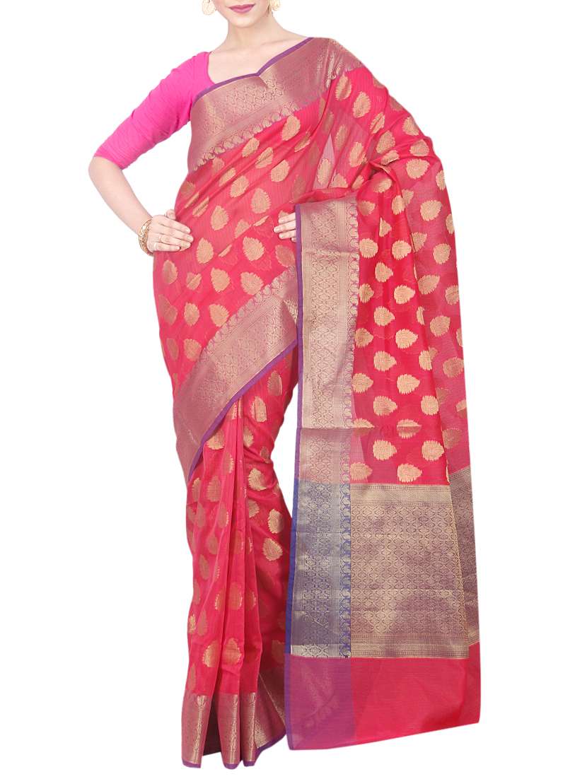 zari motif banarasi saree with blouse