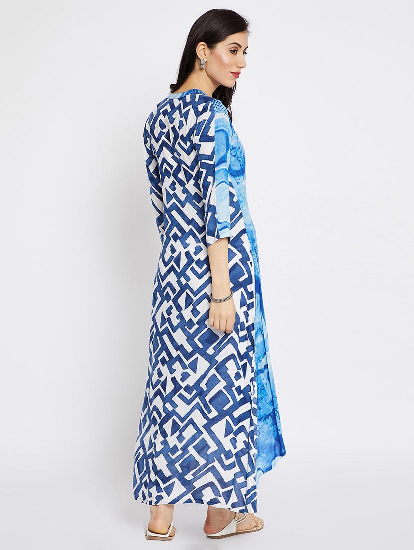 blue rayon layered kurta - 15201845 - Standard Image - 3