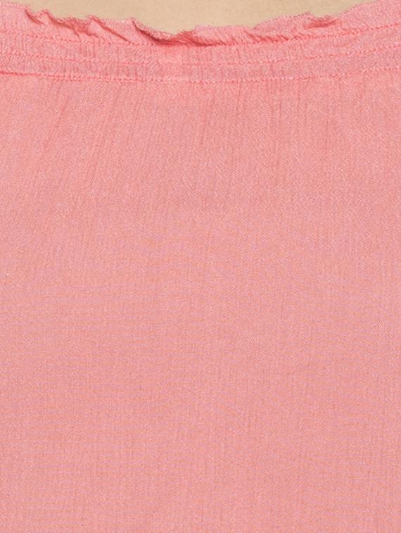 pink viscose solid off shoulder top - 15205514 - Standard Image - 3