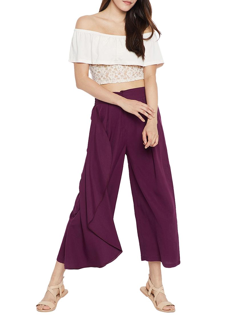 ruffle detail solid palazzo - 15208274 - Standard Image - 3