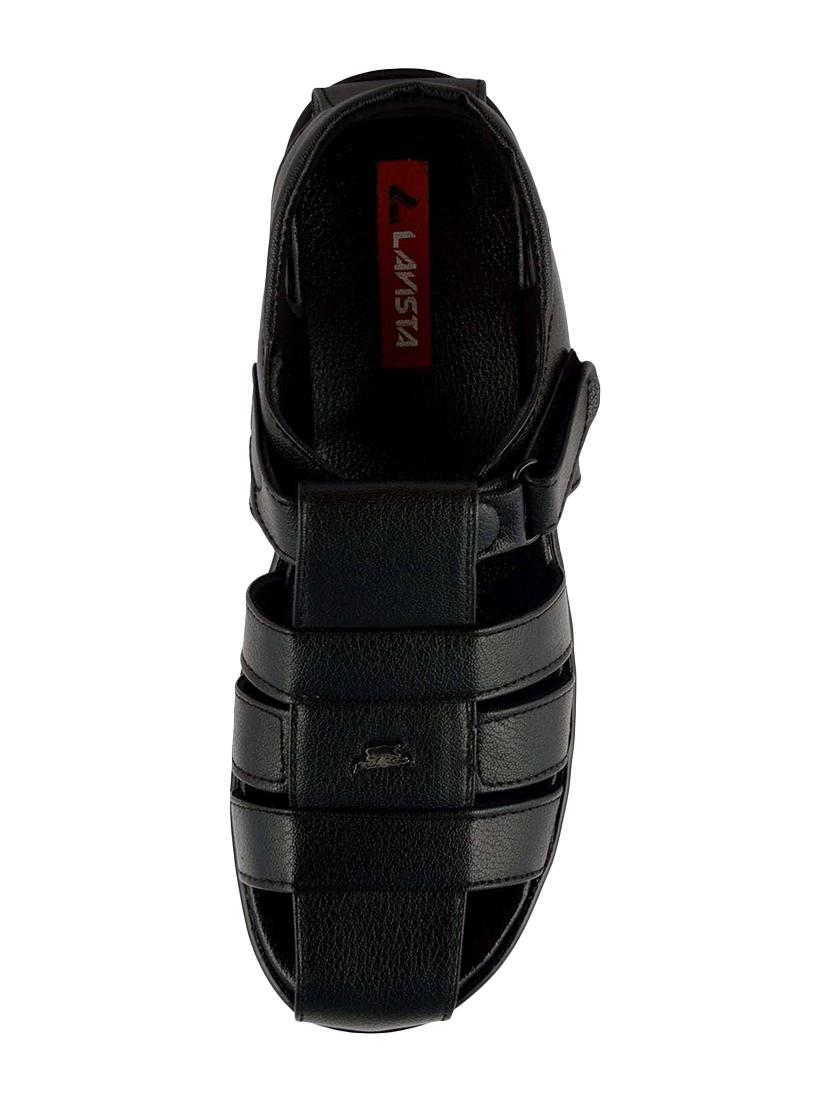 black leatherette back strap sandal - 15211940 - Standard Image - 3