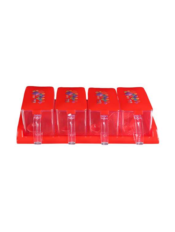 kitchen essential container with tray set of 4 - red